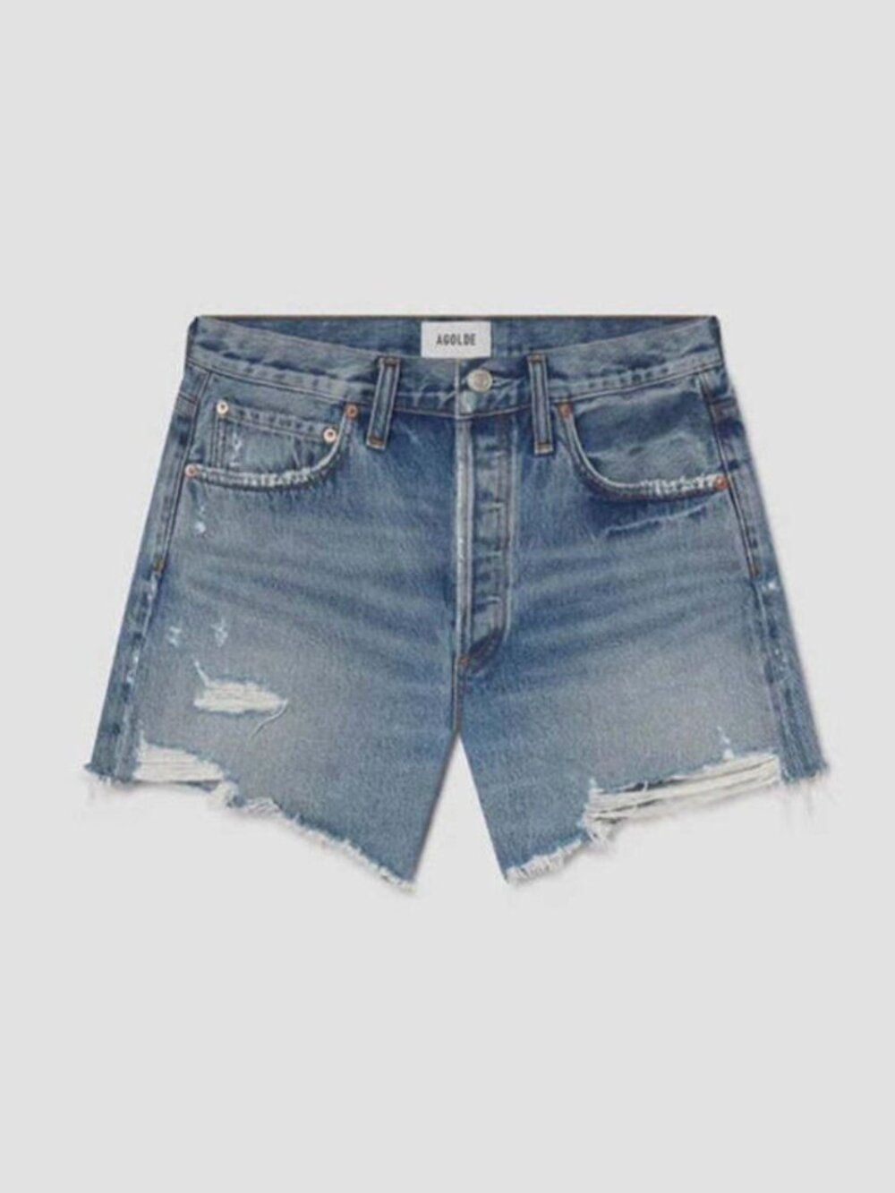 NWT AGOLDE Parker Long Vintage Denim Shorts with Cuff (Heat Wave) - Women's 32